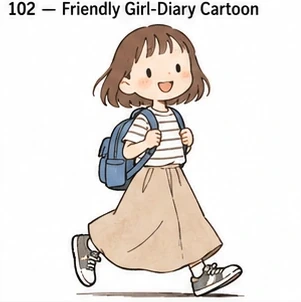 #102 Friendly Girl-Diary Cartoon