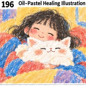 #196 Oil-Pastel Healing Illustration